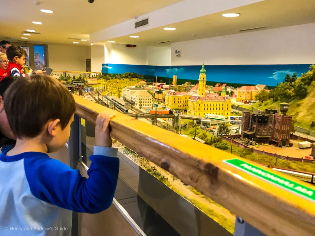 Watching the train go by at Miniversum in Budapest in the winter