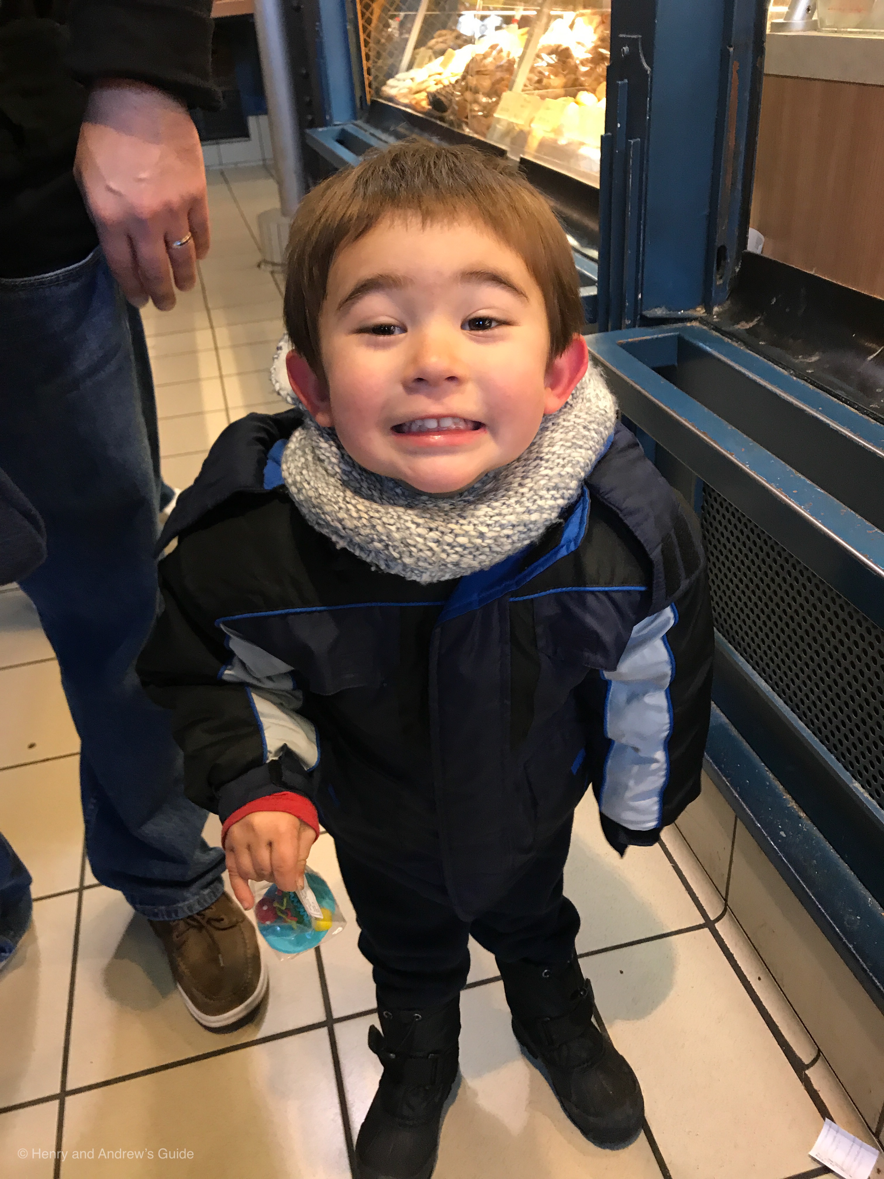 Smiles for Christmas Tree shaped candy at Grand Central Market in Budapest