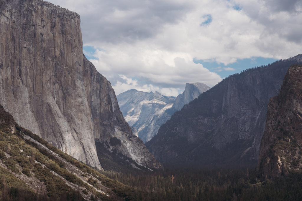 View from parking lot of Tunnel View